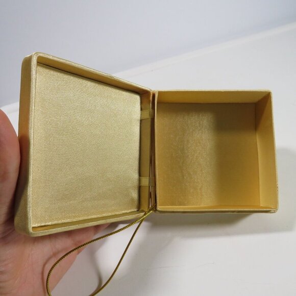 Sequence Satin Covered Box Ornament in Gold and Pinky Peach 90s - Picture 2 of 7